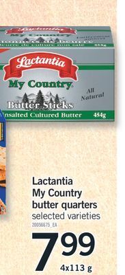 Fortinos Lactantia my country butter quarters, 4x113 g offer