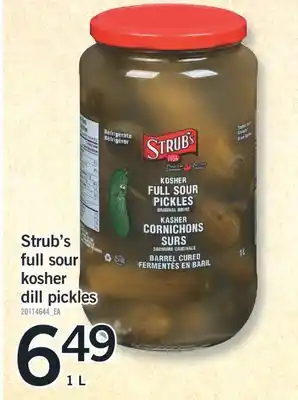 Fortinos Strub's full sour kosher dill pickles, 1 l offer