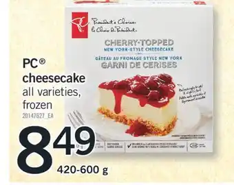 Fortinos Pc® cheesecake, 420-600 g offer
