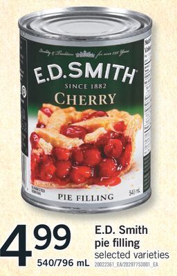 Fortinos E.d. smith pie filling, 540/796 ml offer