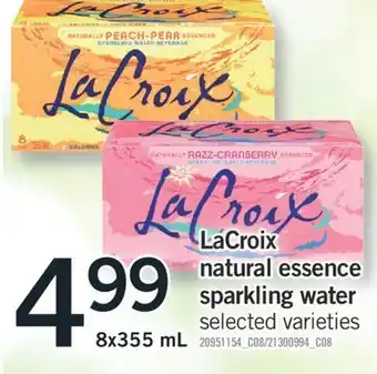 Fortinos Lacroix natural essence sparkling water, 8x355 ml offer