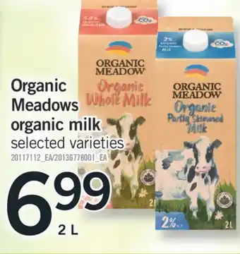 Fortinos Organic meadows organic milk, 2 l offer