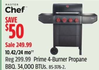 Canadian Tire Master chef prime 4-burner propane bbq offer