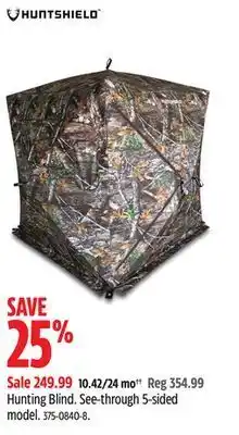 Canadian Tire Huntshield hunting blind offer