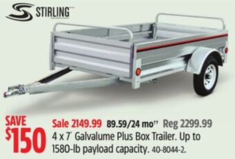 Canadian Tire Stirling 4x7' galvalume plus box trailer offer