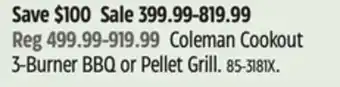 Canadian Tire Coleman cookout 3-burner bbq or pellet grill offer