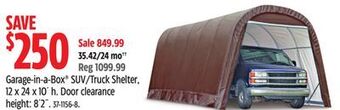 Canadian Tire Shelter logic garage-in-a-box suv/truck shelter, 12 x 24 x 10´ h offer