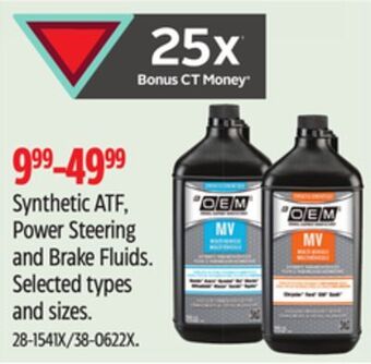 Canadian Tire Oem synthetic atf, power steering and brake fluids offer