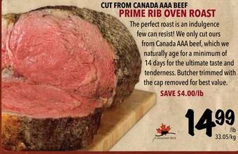 Farm Boy Prime rib oven roast offer