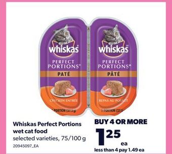 Real Canadian Superstore Whiskas perfect portions wet cat food, 75/100 g offer