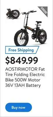 Walmart Aostirmotor fat tire folding electric bike 500w motor 36v 13ah battery offer
