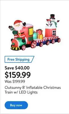 Walmart Outsunny 8' inflatable christmas train w/ led lights offer
