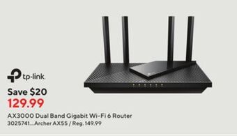 Staples Tp link ax3000 dual band gigabit wi-fi6 router offer