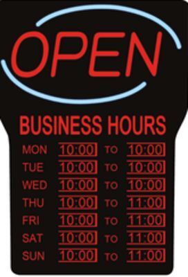 Staples Royal sovereign led open sign with business hours offer