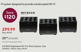 Staples Netgear nighthawk dual-band wifi 6 mesh system offer