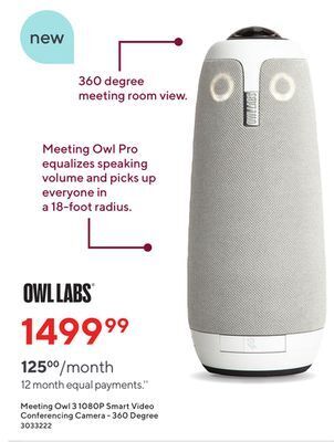 Staples Owl labs meeting owl 3 1080p smart video conferencing camera offer