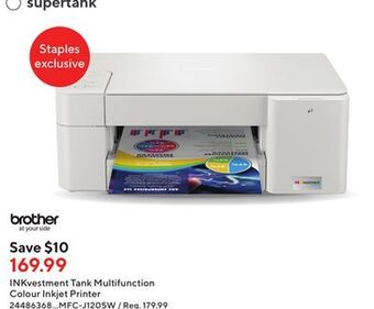 Staples Brother inkvestment tank multifunction colour inkjet printer offer