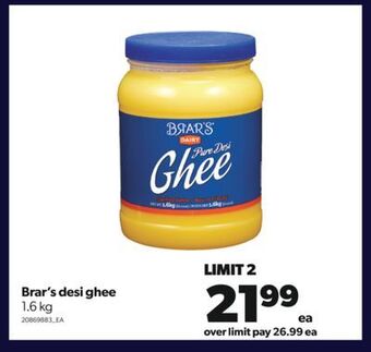 Real Canadian Superstore Brar's desi ghee, 1.6 kg offer