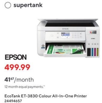Staples Epson ecotank et-3830 colour all-in-one printer offer