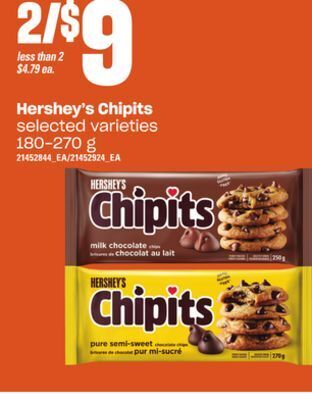 Zehrs Markets Hershey's chipits, 180-270 g offer