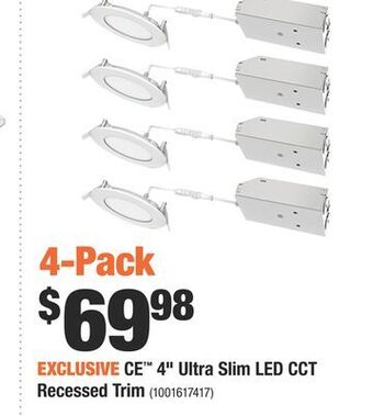 Home Depot Ce™ 4" ultra slim led cct recessed trim offer