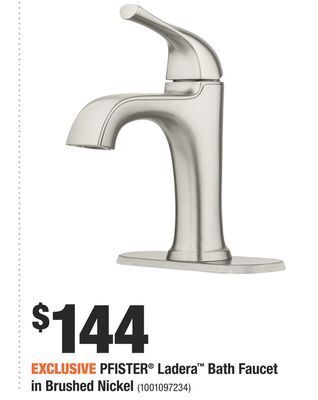 Home Depot Pfister® ladera™ bath faucet in brushed nickel offer