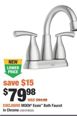 Home Depot Moen® essie™ bath faucet in chrome offer
