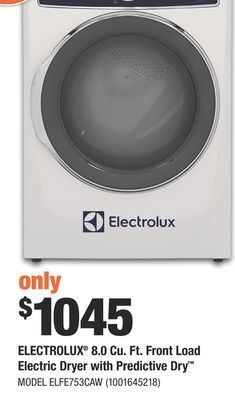 Home Depot Electrolux® 8.0 cu. ft. front load electric dryer with predictive dry™ offer