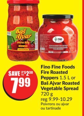 FreshCo Fino fine foods fire roasted peppers 1.5 l or bas ajvar roasted vegetable spread 720 g offer