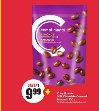 FreshCo Compliments milk chocolate-covered almonds 900 g offer