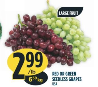 Marché Adonis Red or green seedless grapes offer
