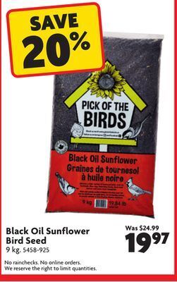 Home Hardware Black oil sunflower bird seed offer