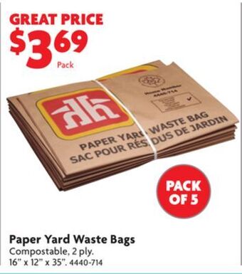 Home Hardware Paper yard waste bags offer