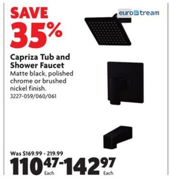 Home Hardware Capriza tub and shower faucet offer