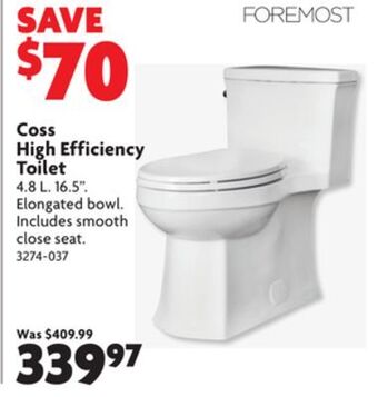 Home Hardware Coss high efficiency toilet offer