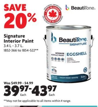 Home Hardware Signature interior paint offer