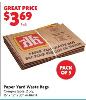 Home Hardware Paper yard waste bags offer