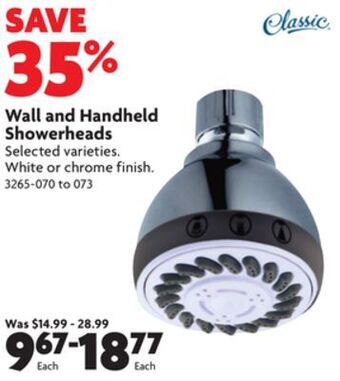 Home Hardware Wall and handheld showerheads offer