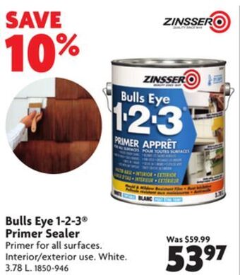 Home Hardware Bulls eye 1-2-3® primer sealer offer