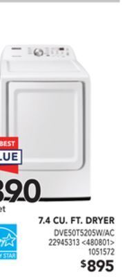 RONA Samsung 7.4 cu. ft. dryer offer