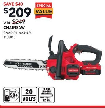 RONA Craftsman chainsaw offer