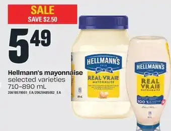 Valu-mart Hellmann's mayonnaise, 710-890 ml offer