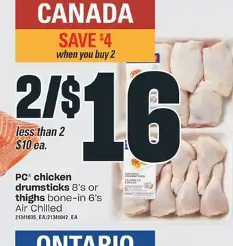 Valu-mart Pc chicken drumsticks 8's or thighs bone-in 6's offer