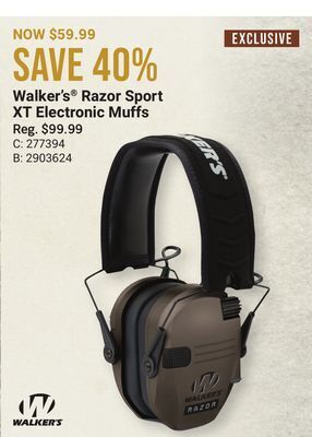 Bass Pro Walker's® razor sport xt electronic muffs offer