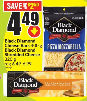 FreshCo Black diamond cheese bars | black diamond shredded cheese offer