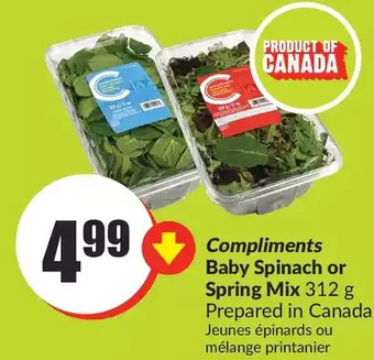 FreshCo Compliments baby spinach or spring mix offer