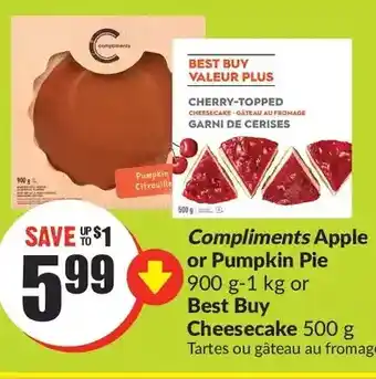 FreshCo Compliments apple or pumpkin pie or best buy cheesecake offer