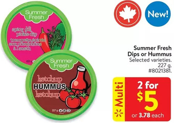 Walmart Summer fresh dips or hummus offer