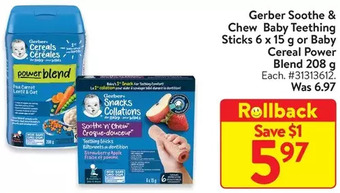 Walmart Gerber soothe & chew baby teething sticks or baby cereal power blend offer