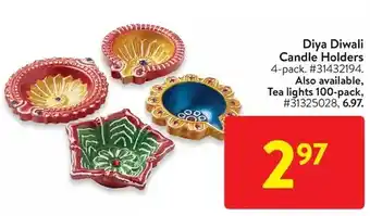 Walmart Diya diwali candle holders. 4-pack | tea lights 100-pack offer